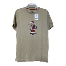 Denim &amp; Flower Mens Brown Teddy Bear Santa Christmas Tee T Shirt Size Small New - £7.85 GBP