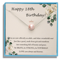 18Th Birthday Gifts for Girls S925 Sterling Silver Pink Pearl Necklace as Gifts - £28.28 GBP