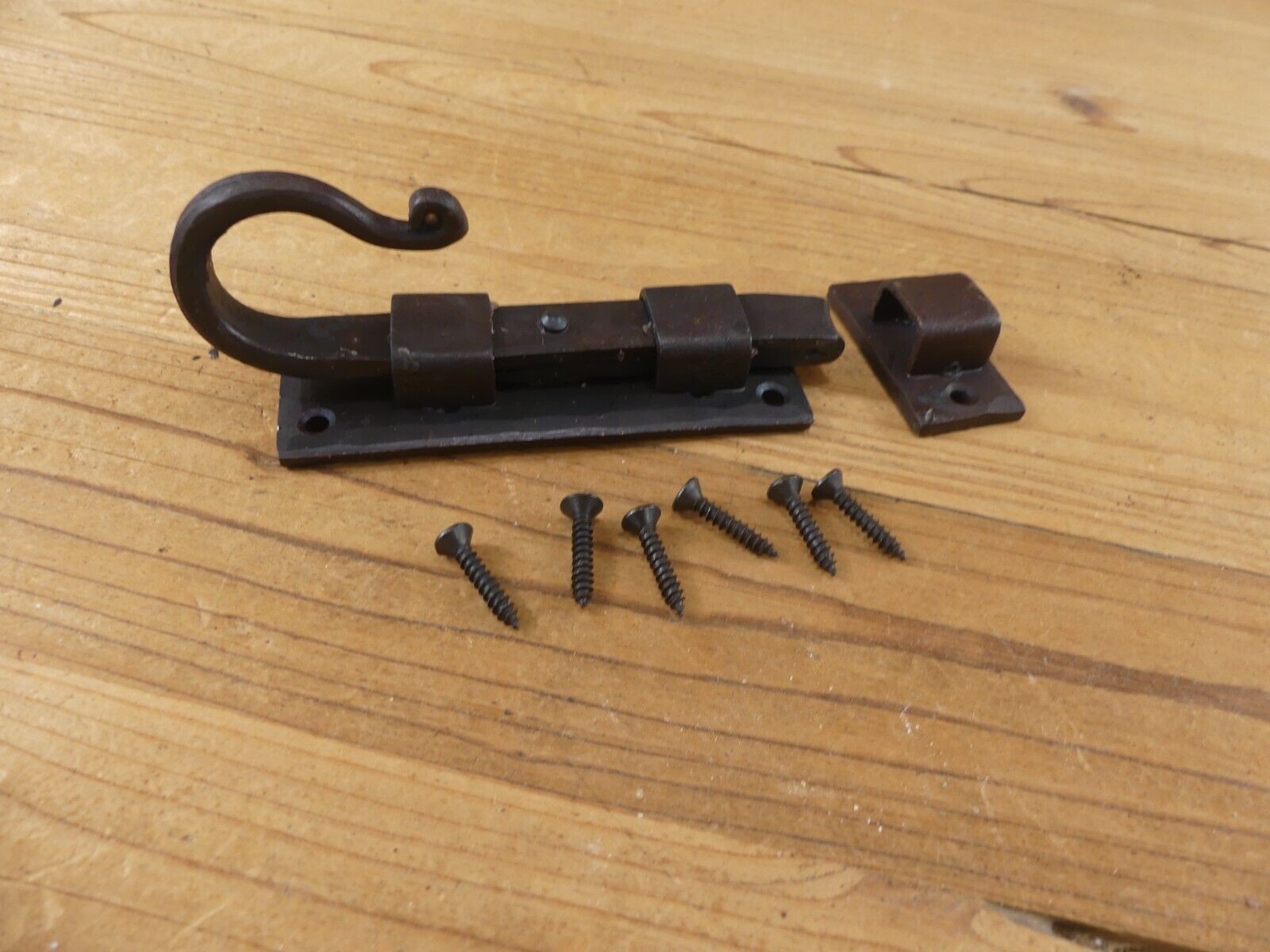 IRON FLAT SLIDING LOCK CABINET DOOR CUPBOARD DEAD BOLT SLIDE LATCH BARN ... - $14.99