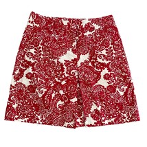 Talbots Skirt 8P Medium Petite Red White Abstract Floral Cotton Spandex Stretch - £9.94 GBP