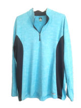 Men&#39;s PGA Tour Pro Series Blue &amp; Black Long Sleeve Polo Shirt 1/4 Zip Black Zip - £18.85 GBP