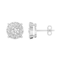 Authenticity Guarantee 
10K White Gold 1.25Ct Round Diamond Cluster Stud Earr... - £1,134.86 GBP