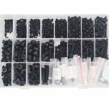 1275Pcs Black Nylon Flat Pan Head Machine Screw Metric Thread Countersunk Round - $38.16