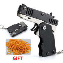 1PCS keychain gun 60 rubber bands rubber band gun Shooting Pistol Alloy Kid - £9.55 GBP