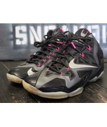 2013 Nike Lebron XI 11 Black/Silver/Pink Miami Basketball Shoe 616175-00... - $102.64 CAD