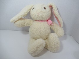 Applause vintage cream sherpa bunny rabbit plush pink ears gingham checked bow - £23.29 GBP