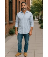 English Laundry Flip Cuff Collar Button Down Purple Shirt Men’s M - L  1... - $277.26 MXN