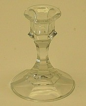 Clear Glass Candlestick Taper Candle Holder Ribbed Round Base 4&quot; Tall - $12.86