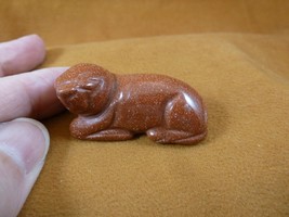 Y-SEAL-558) baby Orange Goldstone SEAL gemstone carving FIGURINE seals s... - $14.01
