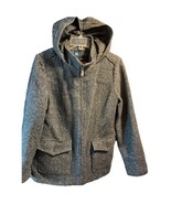Relativity Womens Medium Gray Wool Blend Tweed Coat Hood Full Zip Outdoo... - $44.55