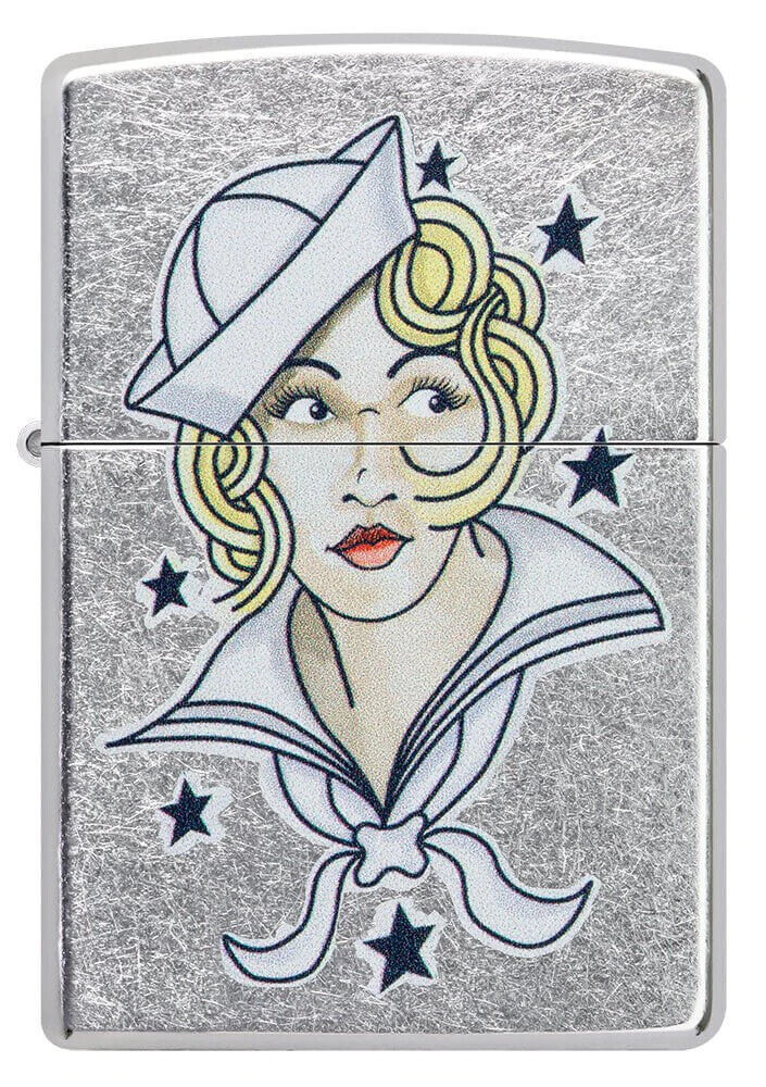 Zippo Lighter - Sailor Girl Tattoo Street Chrome - 49789 - $22.46