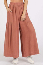 Mittoshop Gauze Elastic Waist Pleated Wide Leg Pants - $43.90