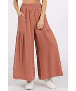 Mittoshop Gauze Elastic Waist Pleated Wide Leg Pants - $43.90