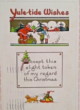 Yuletide Wishes Elf On Dog Sled Santa Claus Christmas Postcard 9004 Bergman 1913 - £13.03 GBP