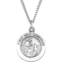 Sterling Silver First Holy Communion Medal with 18 inch Necklace with Gi... - £101.47 GBP