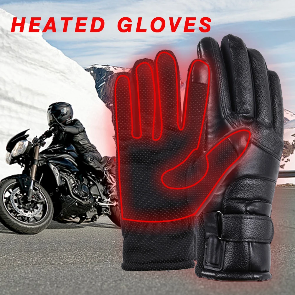 Motorcycle Electric Heated Gloves Temperature Adjustment Cycling Skiing Warm - £12.31 GBP+