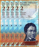 VENEZUELA 2012 Lot 5  UNC 2 Bolivares Banknote Paper Money Bill  P-88 - £2.24 GBP