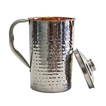 water jug dispenser stainless steel and copper hammered 2 quarts - £39.81 GBP