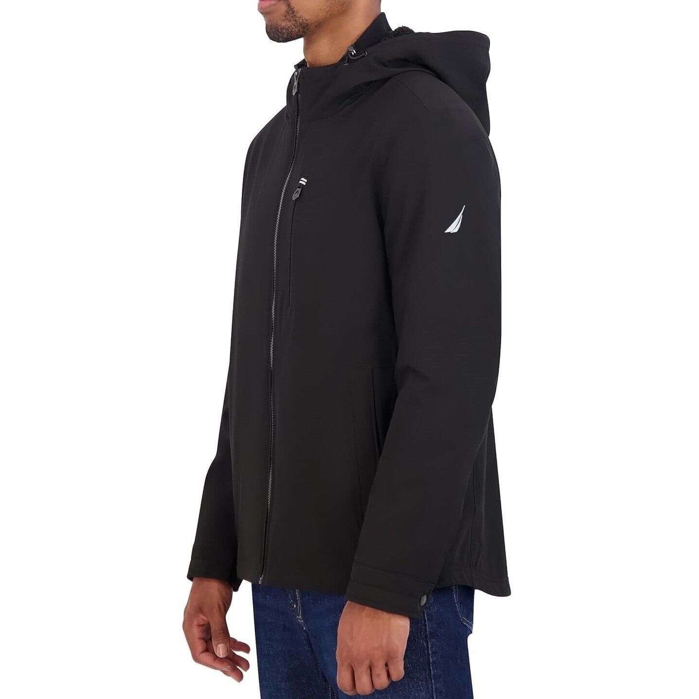 Nautica Men&#39;s Hooded Softshell Transitional WR Jacket Faux Shearling Lin... - $47.12