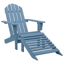 Garden Adirondack Chair with Ottoman Solid Fir Wood Blue - £48.89 GBP
