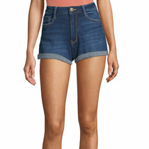 Arizona Women&#39;s Juniors Denim Shortie Shorts Size 17 Dark High Roller Color - £17.15 GBP