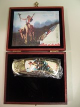 Wood Box Indian on Horseback knife Set - $20.99