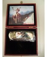 Wood Box Indian on Horseback knife Set - $20.99