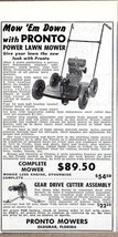 1949 Print Ad Pronto Power Lawn Mowers Clinton,Briggs &amp; Stratton Oldsmar,FL - $11.14