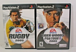 Lot of 2 PS2 EA Sports Games Tiger Woods PGA Tour and Rugby with Manuals 2005 - £6.98 GBP