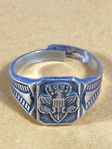 VTG Sterling Silver CLARK &amp; COOMBS Girl Scout Signet Ring Size  Adjustable - £15.29 GBP