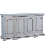 Sideboard Edward Antiqued White Gold Accents Wood 4-Door Trim Panels Bre... - £2,814.36 GBP