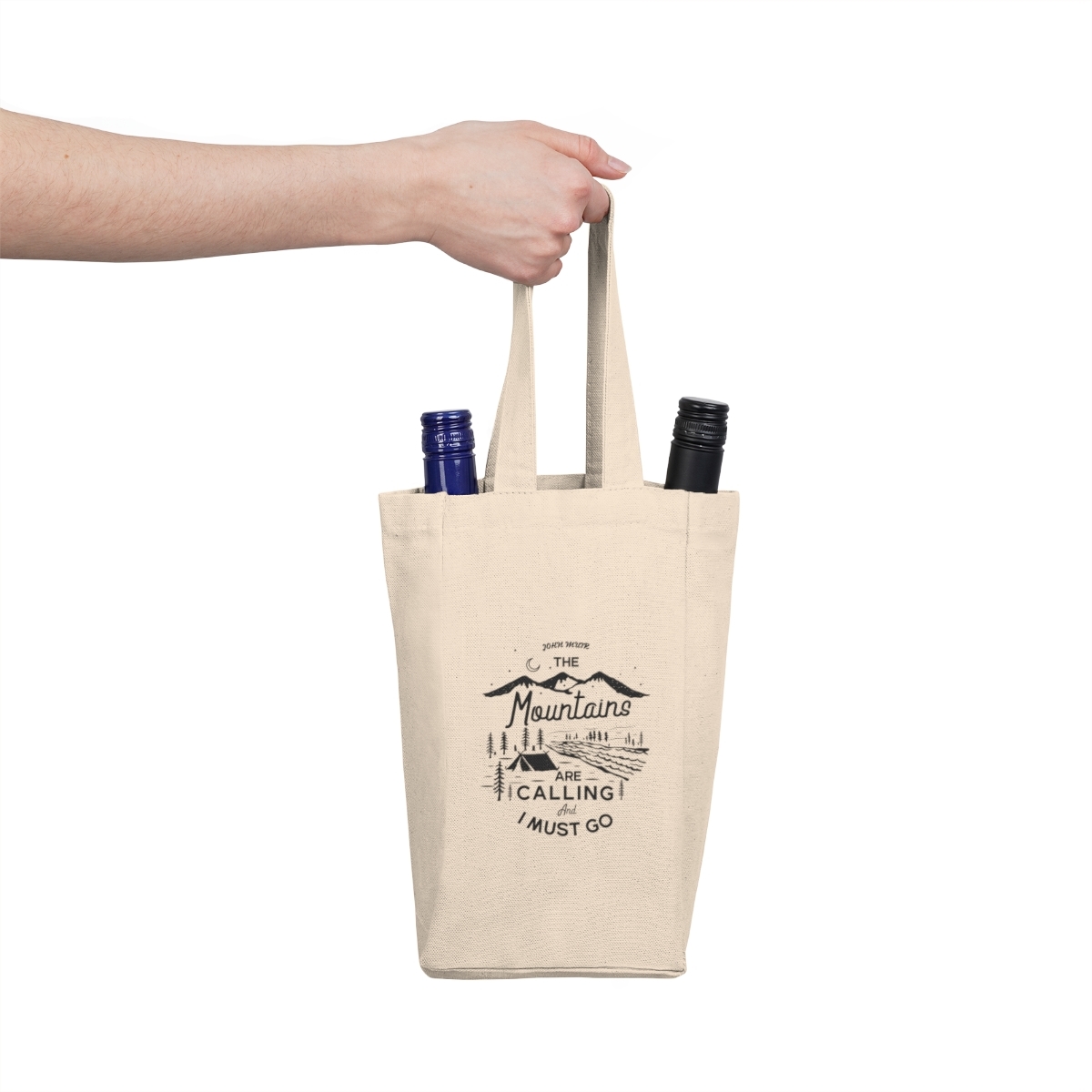 Nature Lover's Paradise: Double Wine Bag with Majestic Mountain Print - $31.93