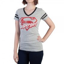 Supergirl Logo Varsity V-Neck T-Shirt - £18.00 GBP