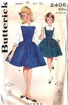 Vintage 1950&#39;s Girl&#39;s JUMPER &amp; BLOUSE Butterick Pattern 2406-b Size 10 - £9.41 GBP