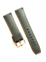 22mm Silicone Rubber Watch Strap with Orange Stitching Stainless Stell Buckle - £12.54 GBP