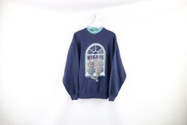 Vintage 90s Streetwear Womens Large Faded Cat Kitten Farmhouse Sweatshirt USA - £36.96 GBP