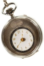 AS&amp;F Silver Mysterieuse Pocket Watch w/ Transparent Dial and Silver Chain - $8,910.00