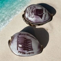 Vintage 1976 Bicentennial Commemorative Carved Cowry Shells USA 3&quot; Two - $37.19