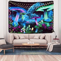 Mushroom Tapestry Hippie Wall Tapestry Blue Colorful Art Home Decoration - £23.32 GBP