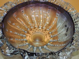 Glass Ruffled / Crimped Edge Bowl Purple &amp; White 9&quot; poss Stevens William... - €57,77 EUR