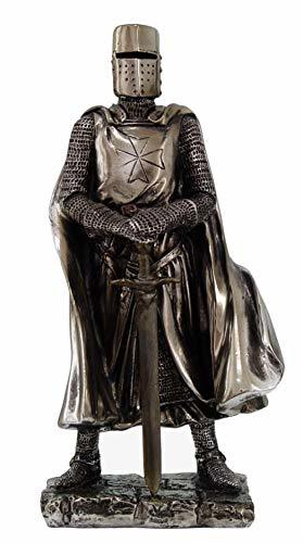 Crusader Knight Statue Silver Finishing Cold Cast Resin Statue 7" (8712) - $24.74