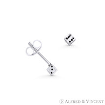 2.5mm 6-Sided Lucky Dice Luck Charm Oxidized .925 Sterling Silver Stud E... - $23.25 CAD