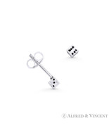 2.5mm 6-Sided Lucky Dice Luck Charm Oxidized .925 Sterling Silver Stud E... - $412.24 MXN