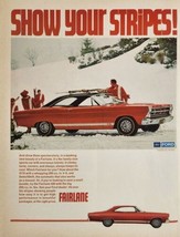 1967 Print Ad Ford Fairlane GT 2-Door Hardtop Red Car in Snow,Skiers - $17.65