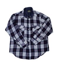 VTG 1980s Sears Flannel Shirt Blue Plaid Grunge Acrylic Made Hong Kong M... - $29.65