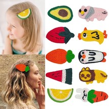 Girl&#39;s Knitted Hair Clips 10 Pcs Cute Fruit Barrettes 5 PCS and Cartoon Animal H - £12.63 GBP