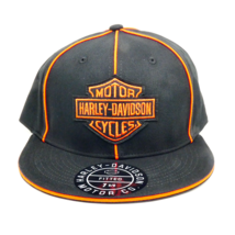 New Harley Davidson Motorcycles Fitted Hat Size 7 5/8 Black Orange With ... - $27.64