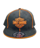 New Harley Davidson Motorcycles Fitted Hat Size 7 5/8 Black Orange With ... - $27.64