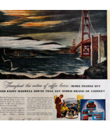 1947 Maxwell House Coffee Advertisement SF Golden Gate Bridge Vintage DWWW8 - $554.35 MXN