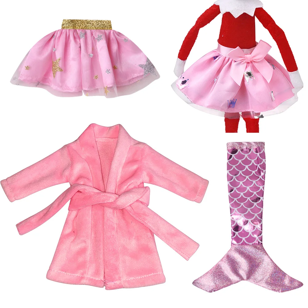 4Pcs/Set=Skirts + Pajamas Elf on Shelf Accessories Pink Series Mermaid Tail - £8.08 GBP+